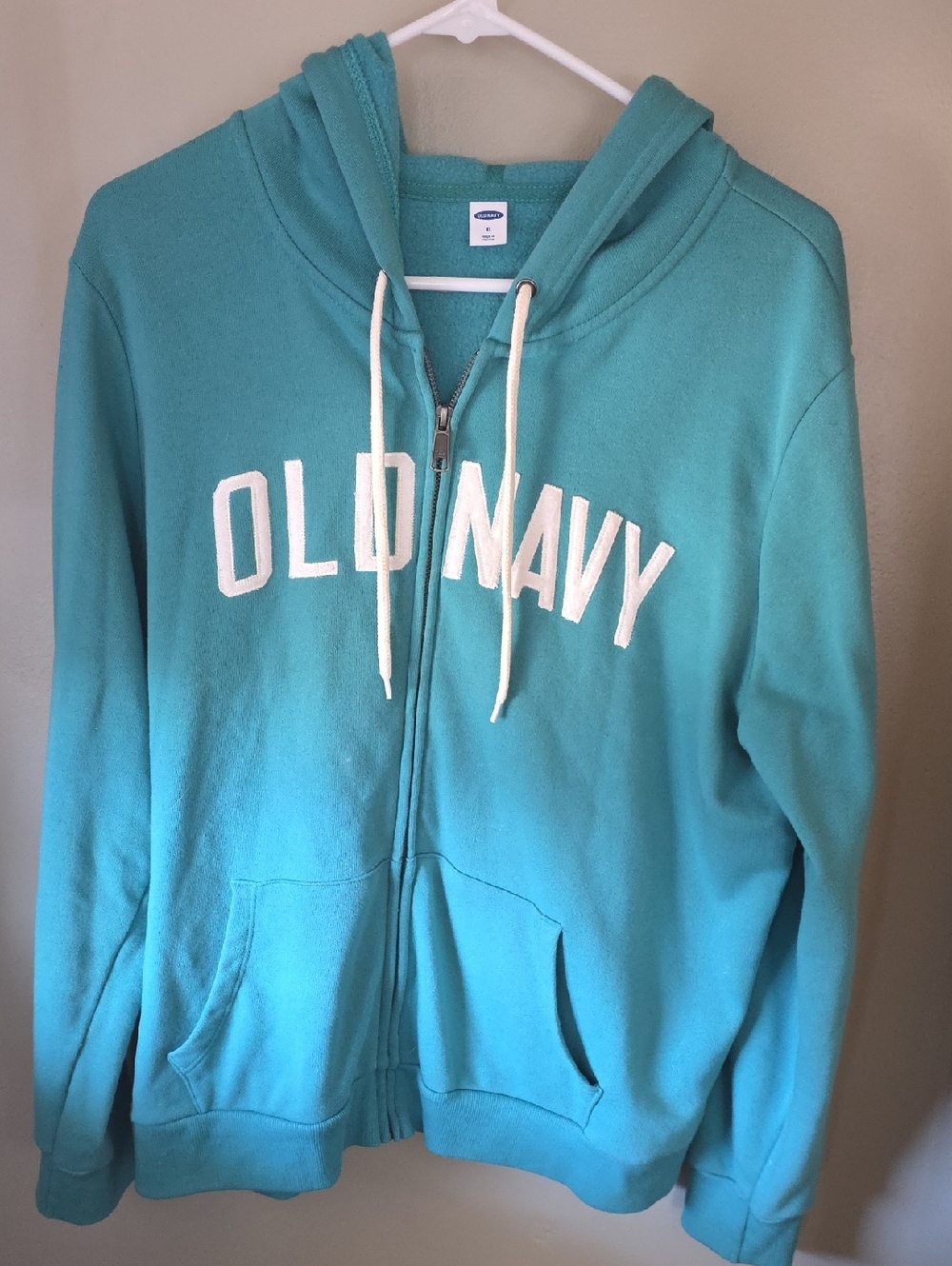 Old Navy Teal Zip Hoodie with White Lettering